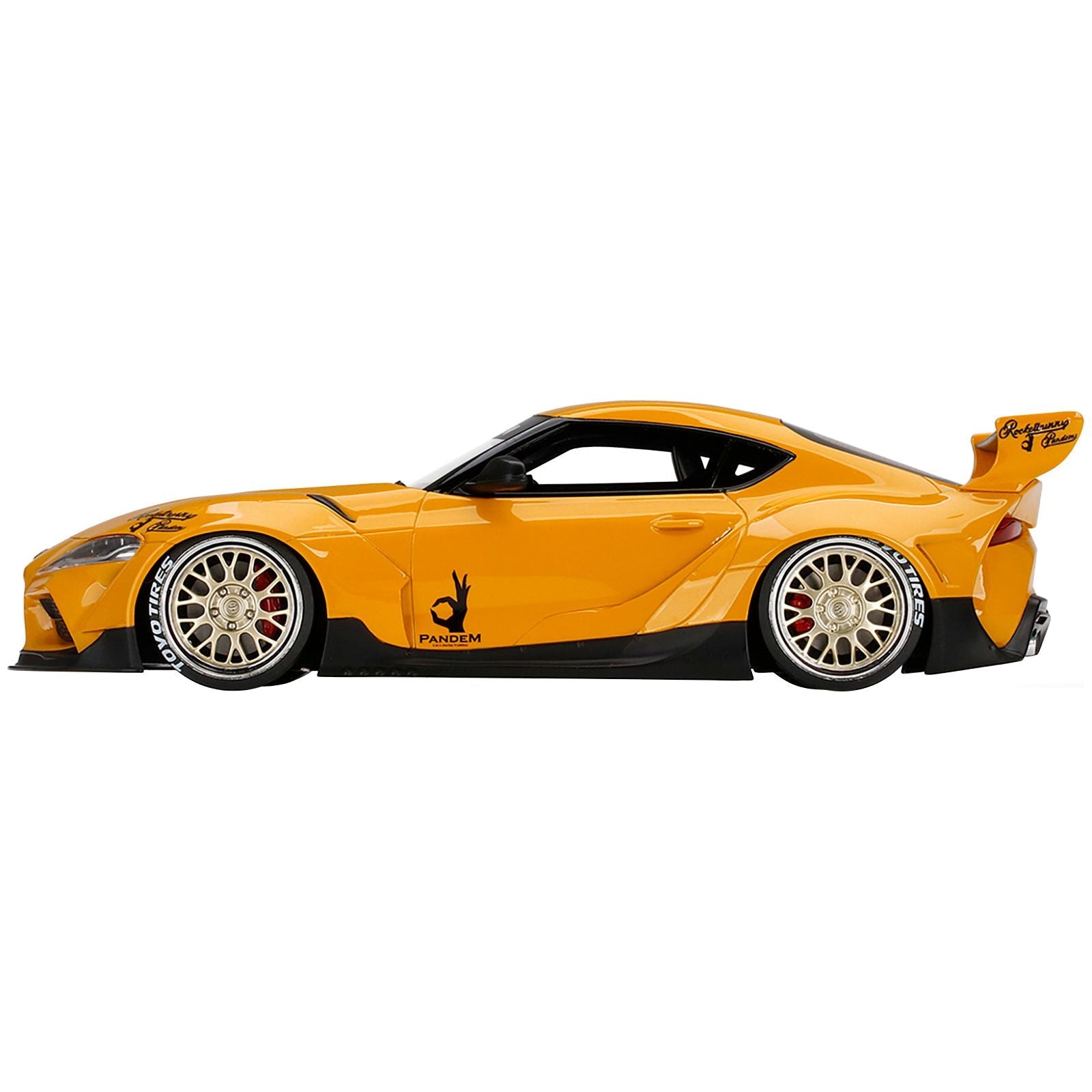 Toyota Pandem GR Supra V1.0 Yellow with Graphics 1/18 Model Car by Top Speed - Top Speed - ModelCars.com