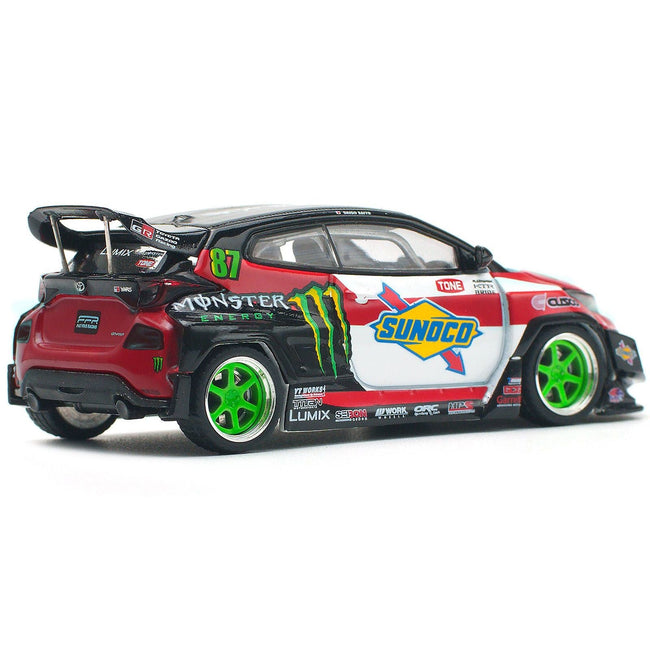 Toyota Pandem GR Yaris RHD (Right Hand Drive) #87 "Daigo Saito" Black with Graphics 1/64 Diecast Model Car by Pop Race-Pop Race-ModelCars.com