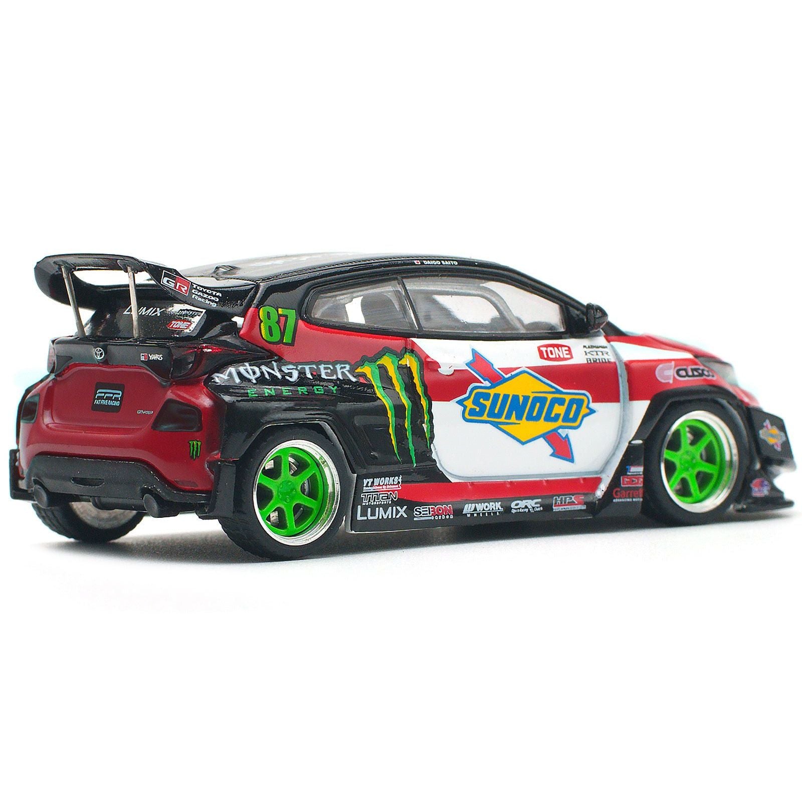 Toyota Pandem GR Yaris RHD (Right Hand Drive) 87 "Daigo Saito" Black with Graphics 1/64 Diecast Model Car by Pop Race - Pop Race - ModelCars.com