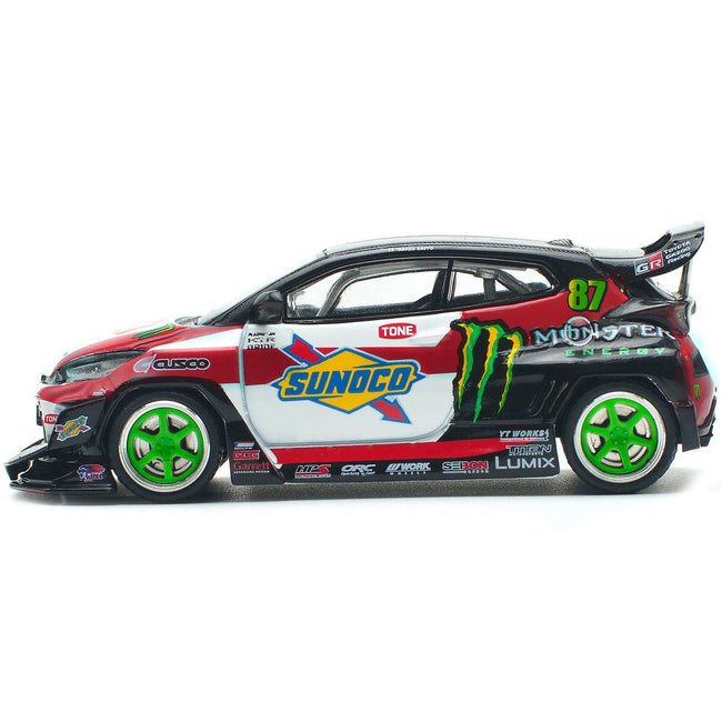 Toyota Pandem GR Yaris RHD (Right Hand Drive) 87 "Daigo Saito" Black with Graphics 1/64 Diecast Model Car by Pop Race - Pop Race - ModelCars.com