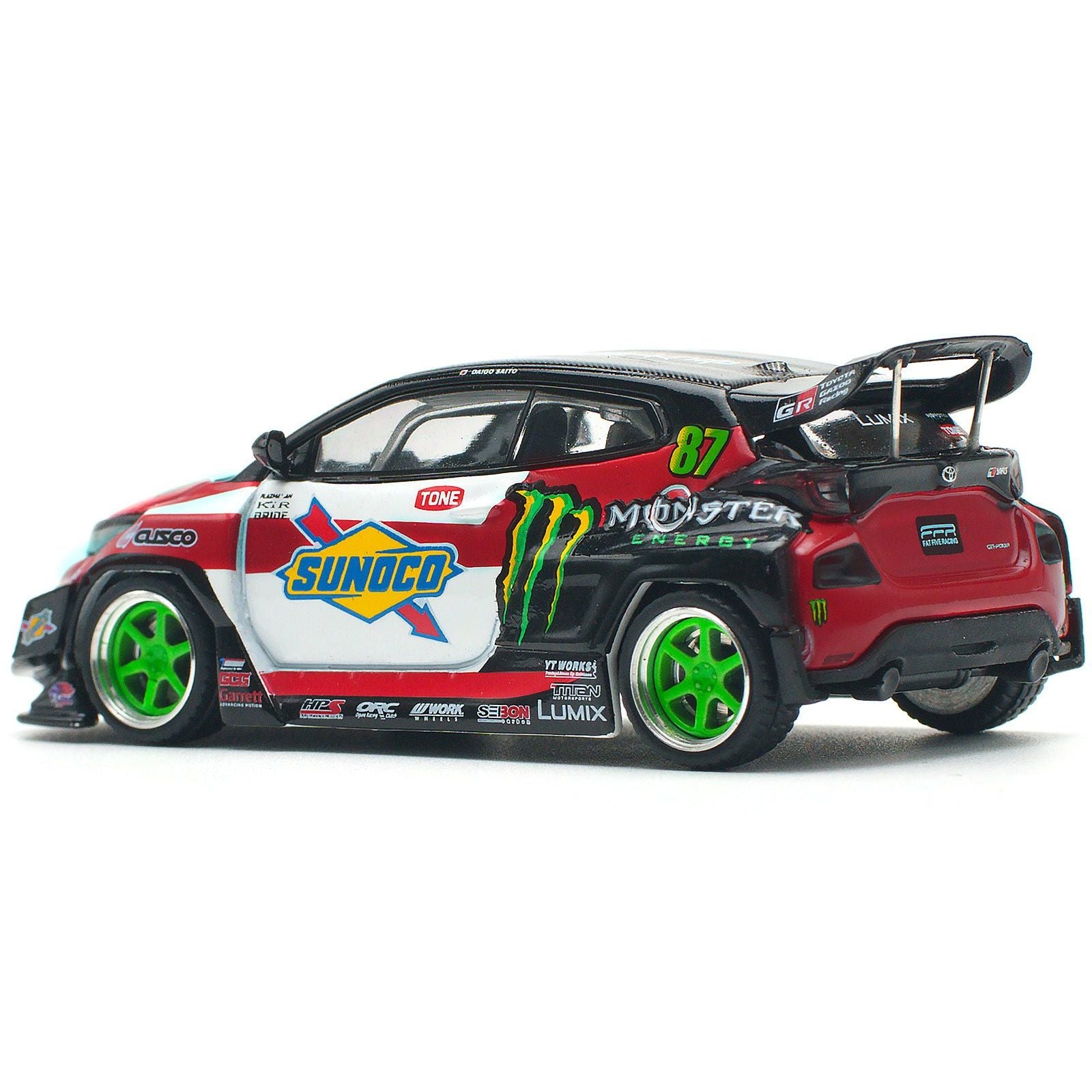 Toyota Pandem GR Yaris RHD (Right Hand Drive) 87 "Daigo Saito" Black with Graphics 1/64 Diecast Model Car by Pop Race - Pop Race - ModelCars.com