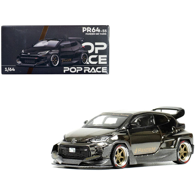Toyota "Pandem" GR Yaris RHD (Right Hand Drive) Dark Chrome 1/64 Diecast Model Car by Pop Race-Pop Race-ModelCars.com
