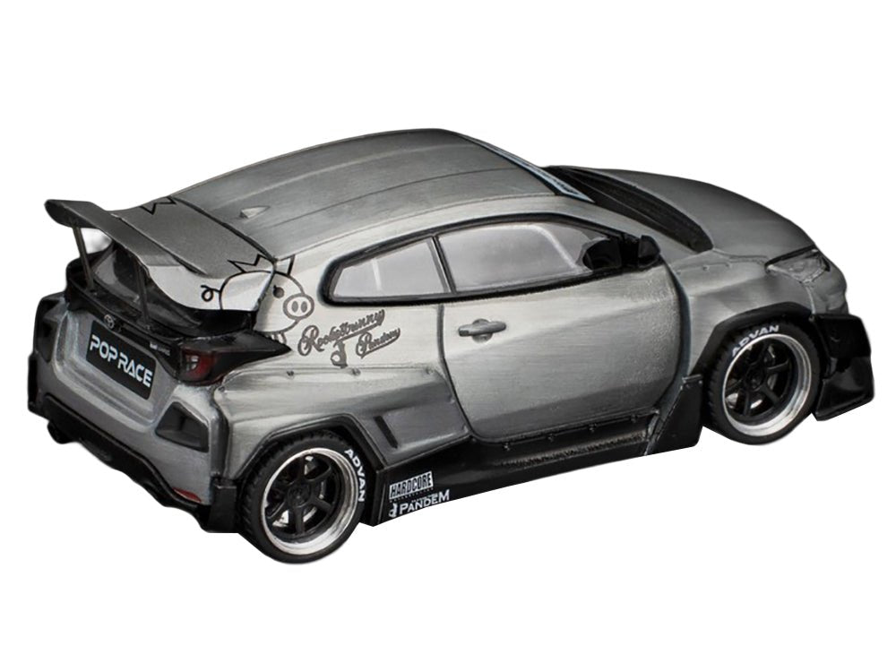 Toyota "Pandem" GR Yaris RHD (Right Hand Drive) Raw Metal 1/64 Diecast Model Car by Pop Race-Pop Race-ModelCars.com