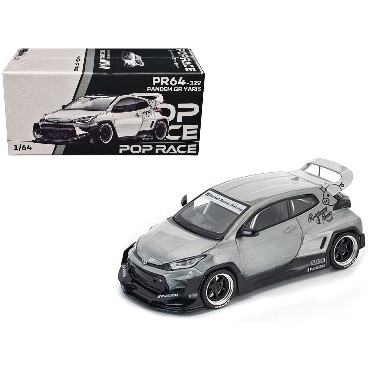Toyota "Pandem" GR Yaris RHD (Right Hand Drive) Raw Metal 1/64 Diecast Model Car by Pop Race-Pop Race-ModelCars.com