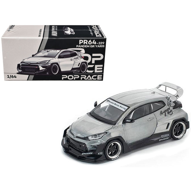 Toyota "Pandem" GR Yaris RHD (Right Hand Drive) Raw Metal 1/64 Diecast Model Car by Pop Race-Pop Race-ModelCars.com