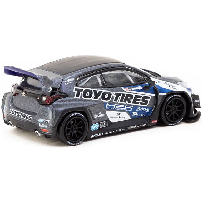 Toyota Pandem GR Yaris RHD (Right Hand Drive) "Toyo Tires" Gray Metallic with Graphics "Hobby64" Series 1/64 Diecast Model Car by Tarmac Works-Tarmac Works-ModelCars.com