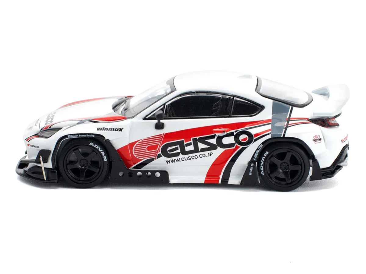 Toyota Pandem GR86 "Cusco" White with Racing Graphics 1/64 Diecast Model Car by Pop Race-Pop Race-ModelCars.com