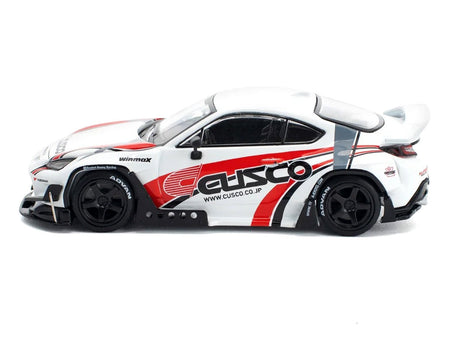 Toyota Pandem GR86 "Cusco" White with Racing Graphics 1/64 Diecast Model Car by Pop Race-Pop Race-ModelCars.com