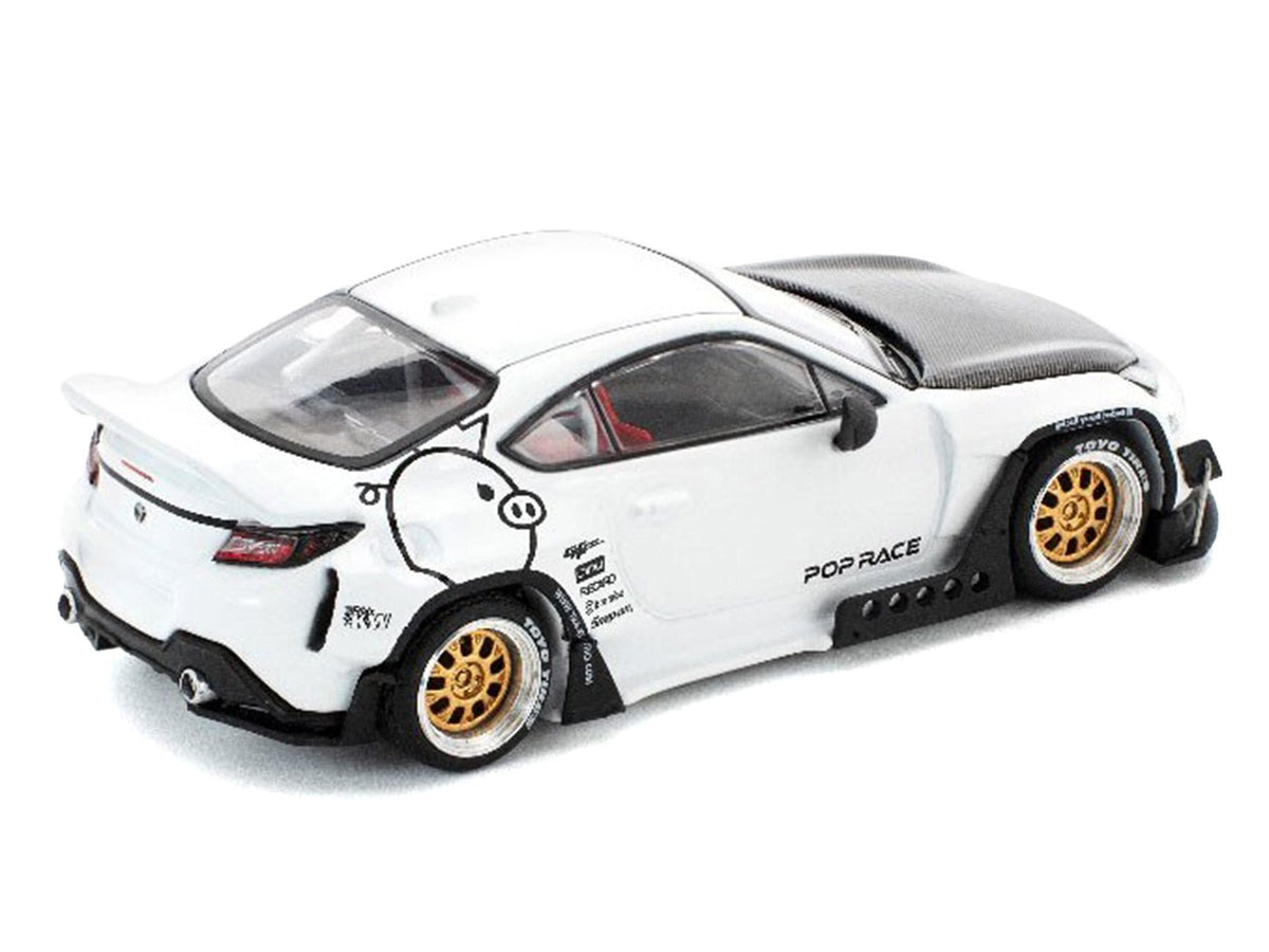 Toyota Pandem GR86 White with Carbon Hood "Enigma Exclusive Edition" 1/64 Diecast Model Car by Pop Race-Pop Race-ModelCars.com