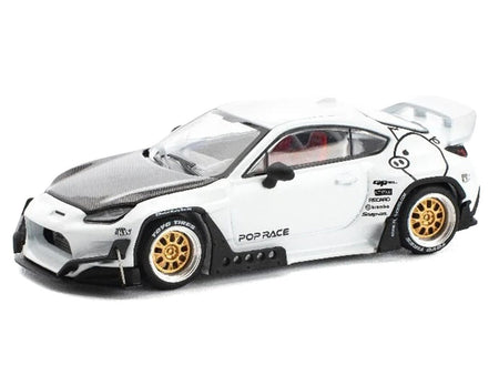 Toyota Pandem GR86 White with Carbon Hood "Enigma Exclusive Edition" 1/64 Diecast Model Car by Pop Race-Pop Race-ModelCars.com