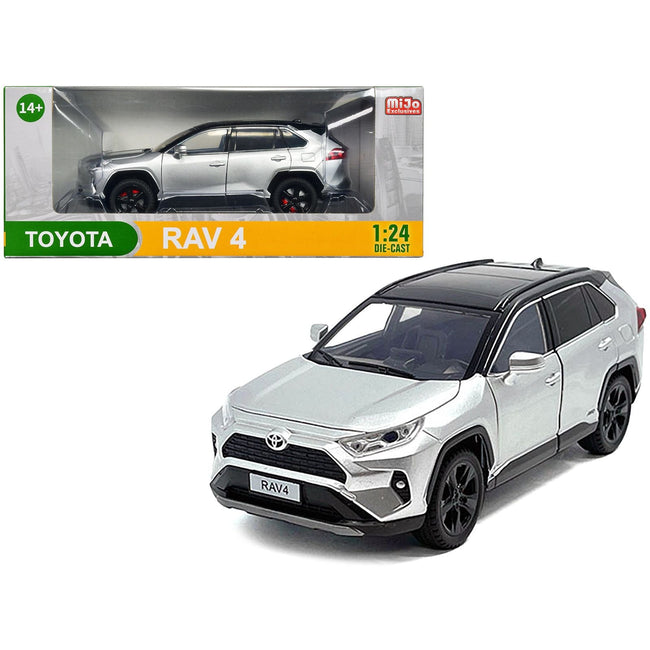 Toyota Rav4 Hybrid XSE Silver Metallic with Black Top and Sunroof 1/24 Diecast Model Car-Other-ModelCars.com