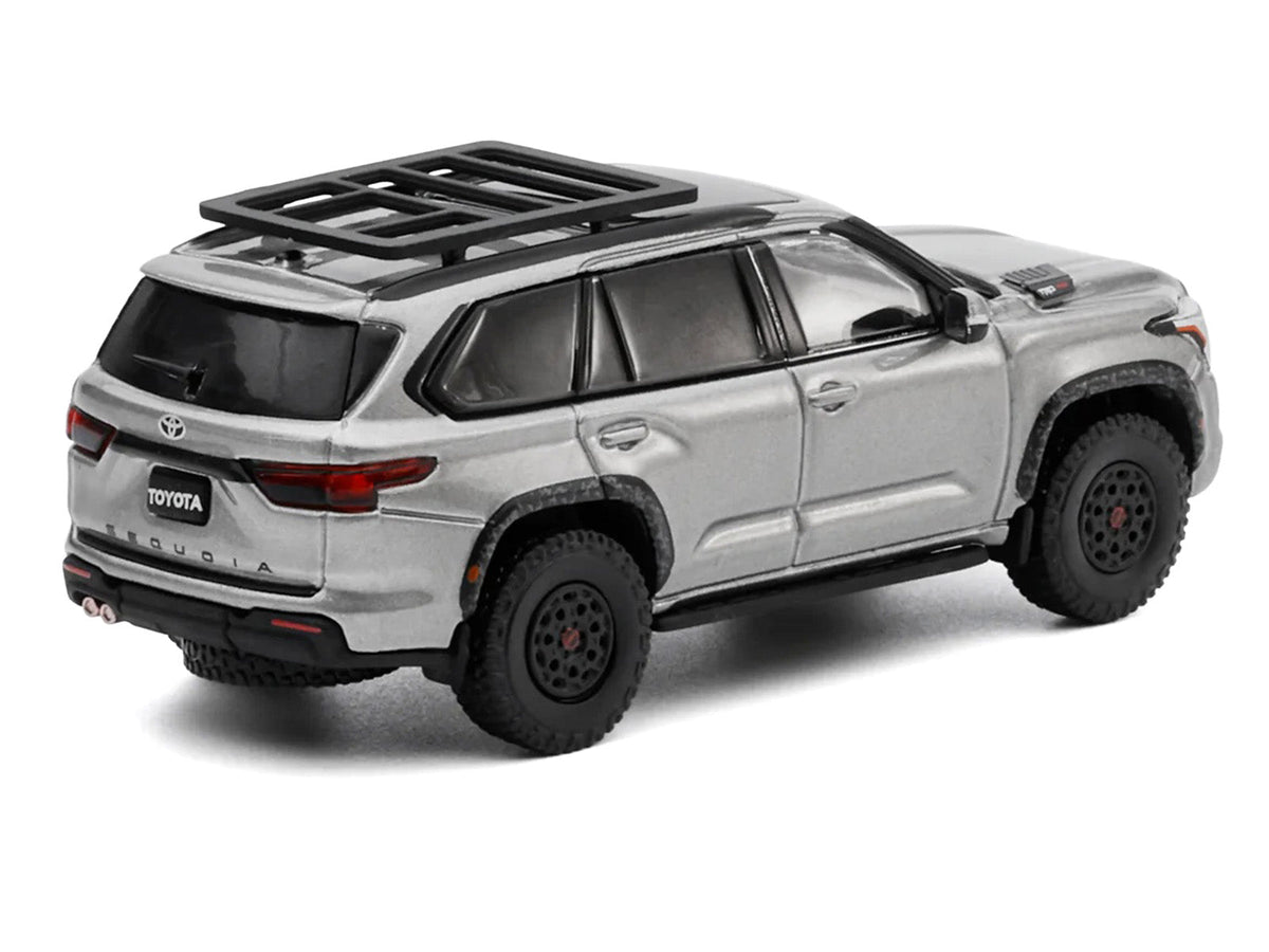 Toyota Sequoia TRD PRO Silver Metallic with Roof Rack 1/64 Diecast Model Car by GCD-GCD-ModelCars.com