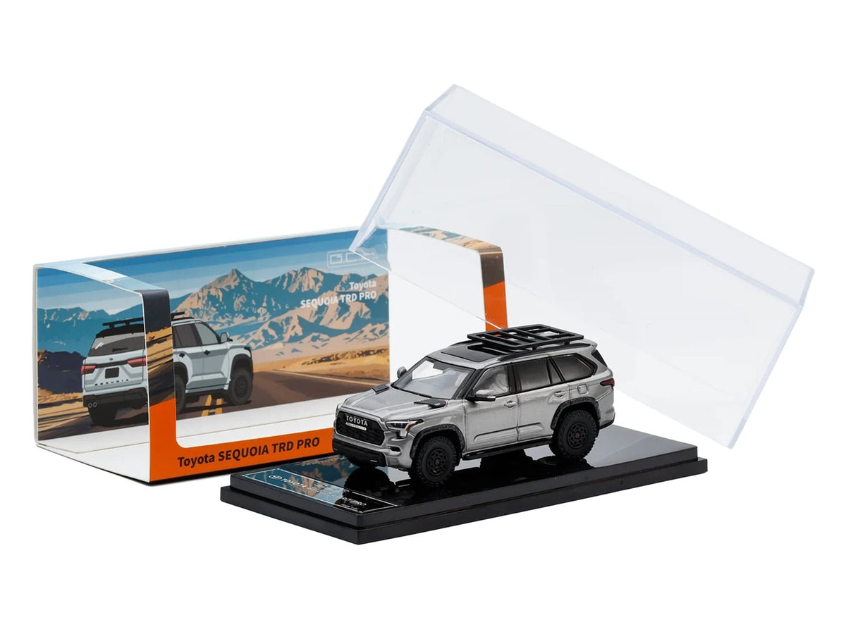 Toyota Sequoia TRD PRO Silver Metallic with Roof Rack 1/64 Diecast Model Car by GCD-GCD-ModelCars.com