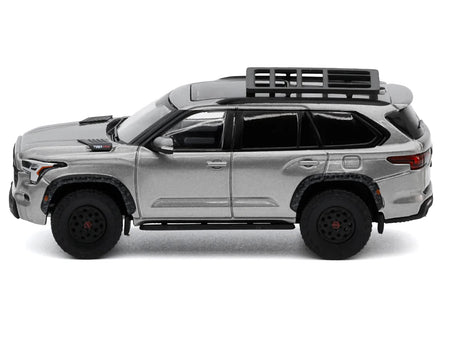 Toyota Sequoia TRD PRO Silver Metallic with Roof Rack 1/64 Diecast Model Car by GCD-GCD-ModelCars.com