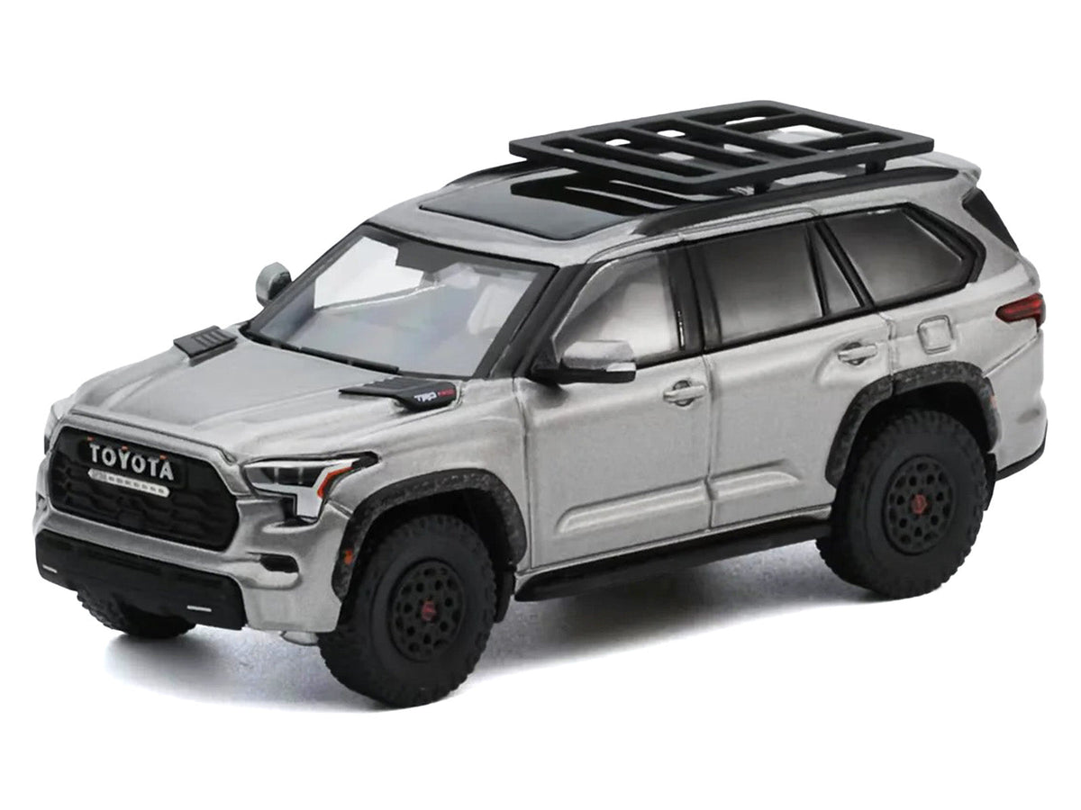 Toyota Sequoia TRD PRO Silver Metallic with Roof Rack 1/64 Diecast Model Car by GCD-GCD-ModelCars.com