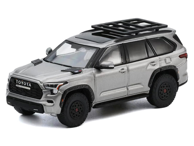 Toyota Sequoia TRD PRO Silver Metallic with Roof Rack 1/64 Diecast Model Car by GCD-GCD-ModelCars.com