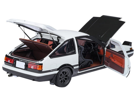 Toyota Sprinter Trueno (AE86) RHD (Right Hand Drive) "Project D Final Version" White with Carbon Hood "Initial D" (1995-2013) TV Series "30th Anniversary" 1/18 Model Car by Autoart-Autoart-ModelCars.com