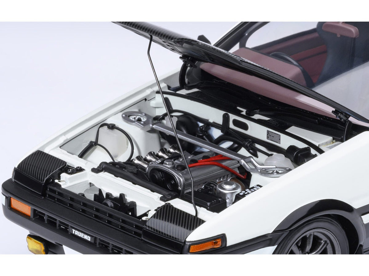 Toyota Sprinter Trueno (AE86) RHD (Right Hand Drive) "Project D Final Version" White with Carbon Hood "Initial D" (1995-2013) TV Series "30th Anniversary" 1/18 Model Car by Autoart-Autoart-ModelCars.com