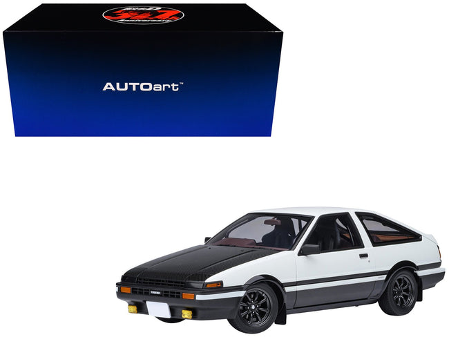 Toyota Sprinter Trueno (AE86) RHD (Right Hand Drive) "Project D Final Version" White with Carbon Hood "Initial D" (1995-2013) TV Series "30th Anniversary" 1/18 Model Car by Autoart-Autoart-ModelCars.com