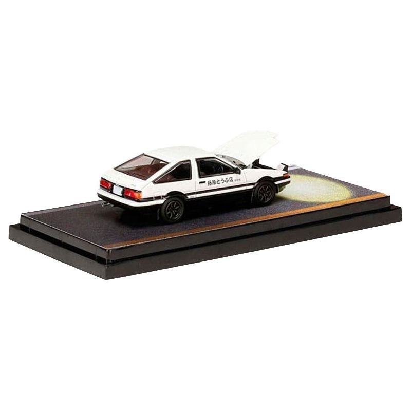 Toyota Sprinter Trueno (AE86) RHD (Right Hand Drive) White and Black "Engine Mounted Model VS Kyoichi Sudo" "Initial D" (1995-2013) Manga 1/64 Diecast Model Car by Hobby Japan-Hobby Japan-ModelCars.com