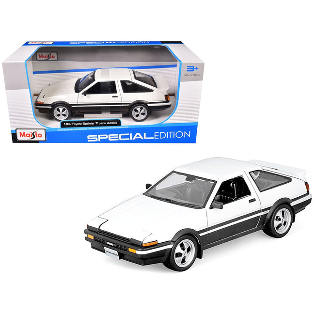 Toyota Sprinter Trueno AE86 RHD (Right Hand Drive) White with Black Stripes "Special Edition" Series 1/24 Diecast Model Car by Maisto-Maisto-ModelCars.com