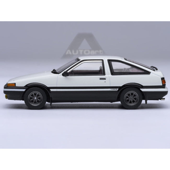 Toyota Sprinter Trueno (AE86) RHD (Right Hand Drive) White with Graphics "Initial D" (1998-2021) TV Series 1/64 Diecast Model Car by Autoart-Autoart-ModelCars.com