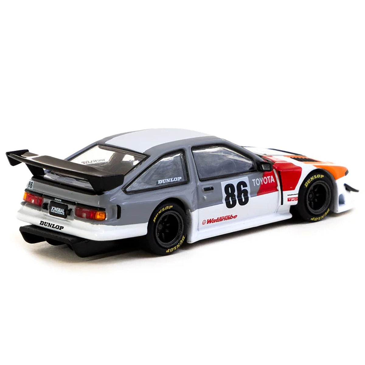 Toyota Sprinter Trueno AE86 Widebody RHD (Right Hand Drive) #86 "TRD-Jonsibal Designworks" White and Gray with Graphics "Global64" Series 1/64 Diecast Model by Tarmac Works-Tarmac Works-ModelCars.com