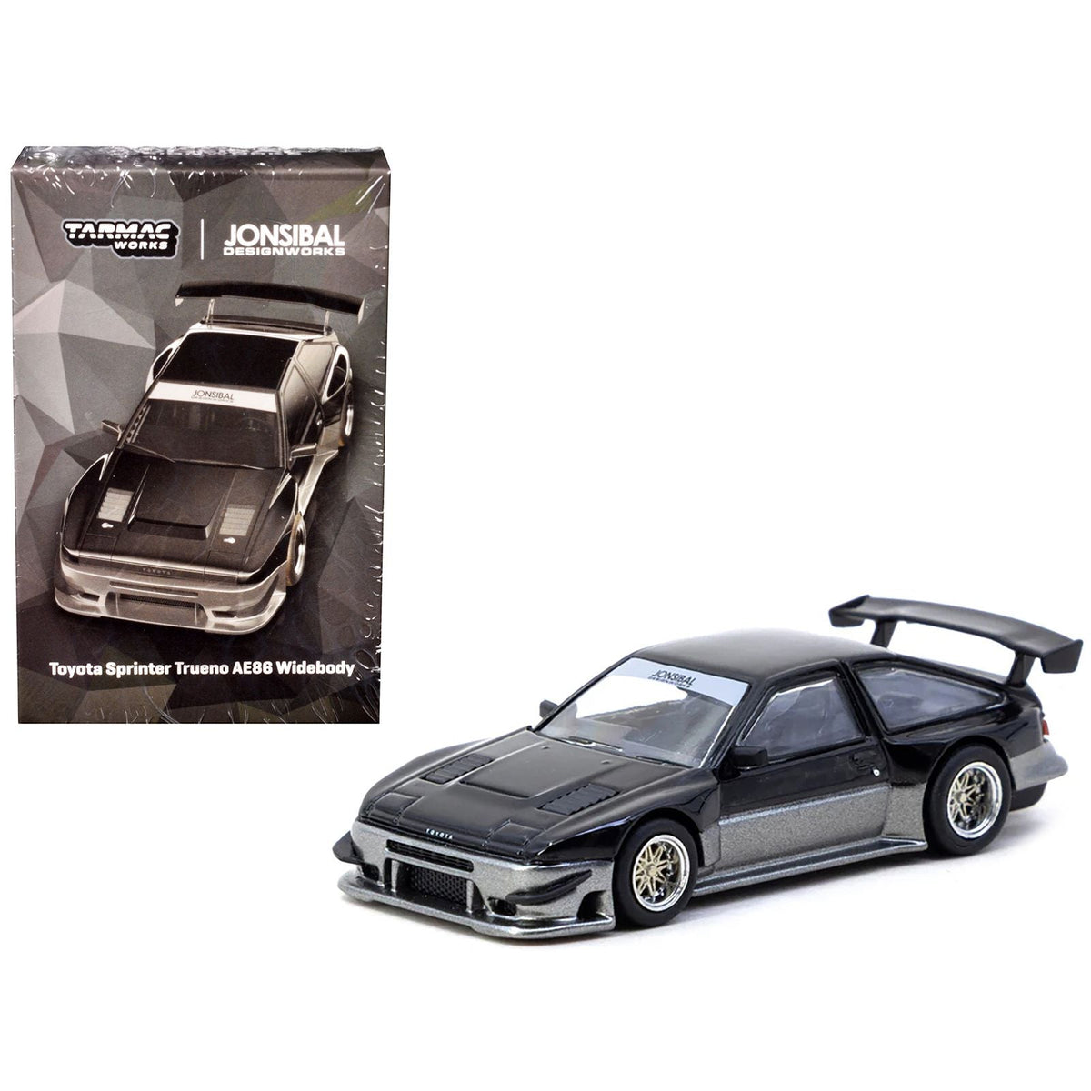Toyota Sprinter Trueno AE86 Widebody RHD (Right Hand Drive) "Jonsibal Designworks" Black and Gray Metallic "Global64" Series 1/64 Diecast Model by Tarmac Works-Tarmac Works-ModelCars.com