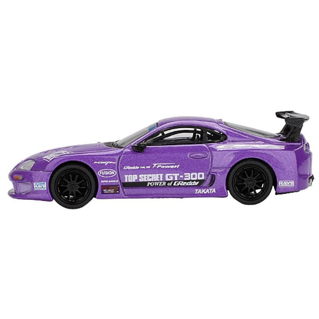 Toyota Supra (A80) "Top Secret GT-300" Top Secret Purple Metallic with Graphics Limited Edition 1/64 Diecast Model Car by Mini GT-Mini GT-ModelCars.com
