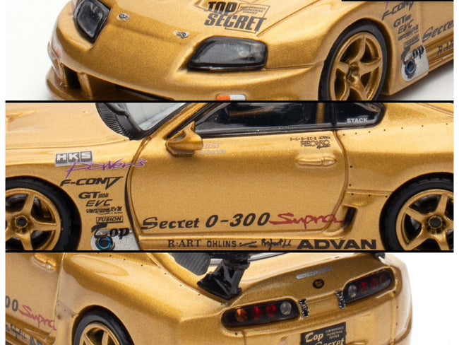 Toyota Supra (A80) "Top Secret" GT300 RHD (Right Hand Drive) Gold Metallic "Tokyo Auto Salon 2025 Event Exclusive" 1/64 Diecast Model Car by Inno Models-Inno Models-ModelCars.com