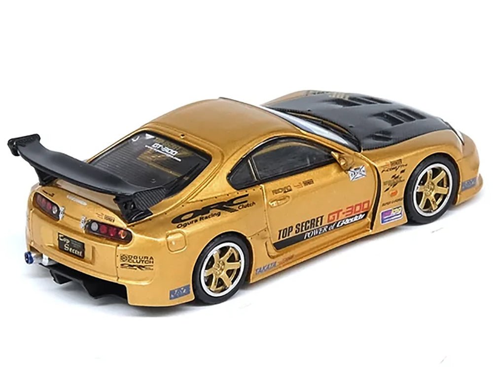 Toyota Supra (A80) "Top Secret" GT300 RHD (Right Hand Drive) Gold Metallic with Carbon Hood 1/64 Diecast Model Car by Inno Models-Inno Models-ModelCars.com