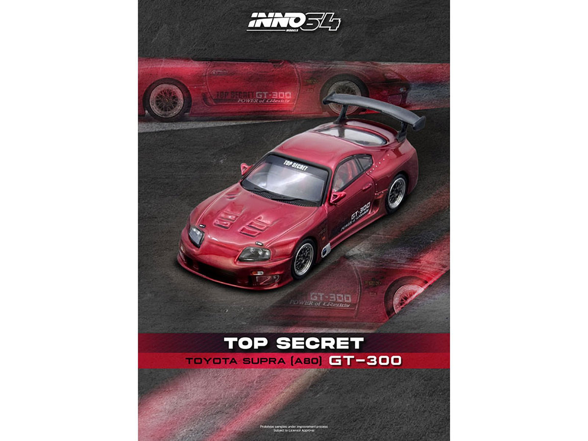 Toyota Supra (A80) "Top Secret" GT300 RHD (Right Hand Drive) Red Metallic 1/64 Diecast Model Car by Inno Models-Inno Models-ModelCars.com