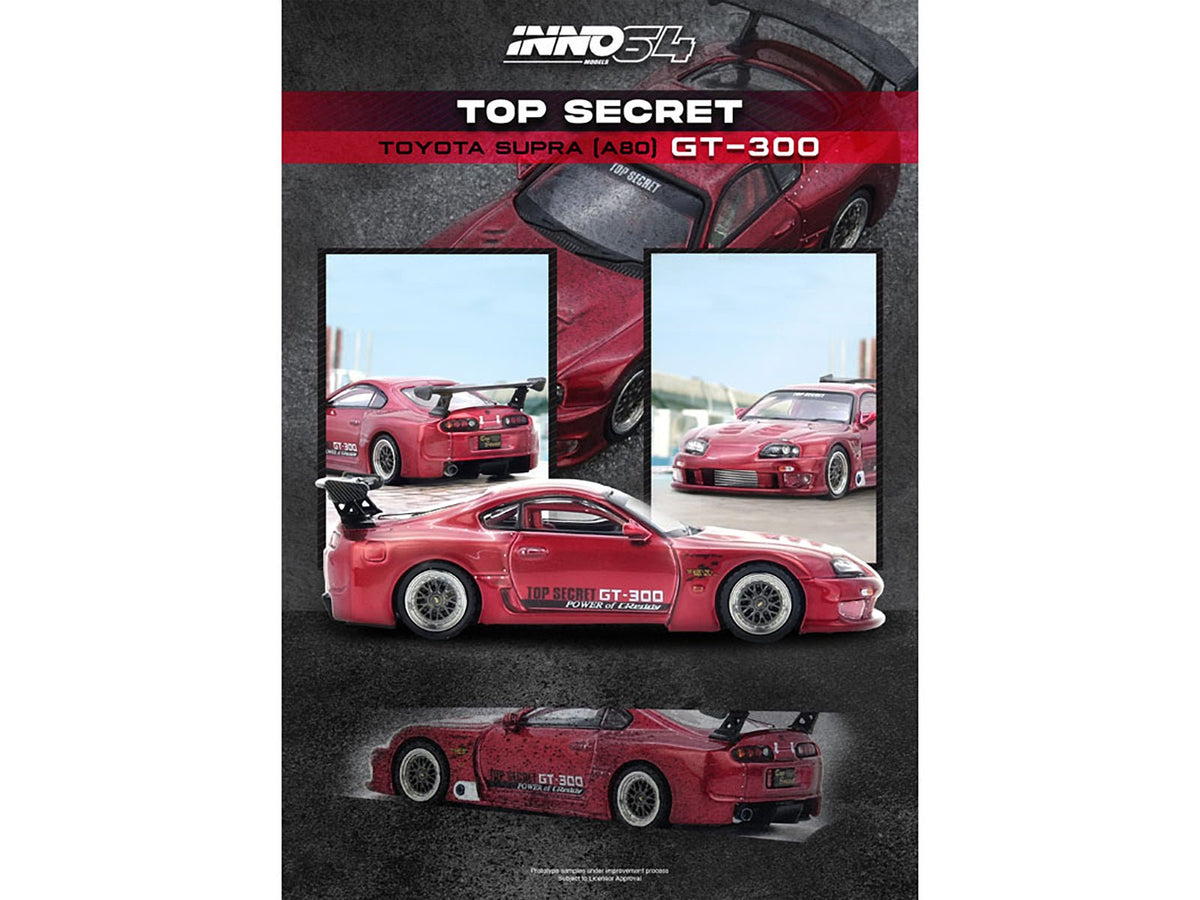 Toyota Supra (A80) "Top Secret" GT300 RHD (Right Hand Drive) Red Metallic 1/64 Diecast Model Car by Inno Models-Inno Models-ModelCars.com