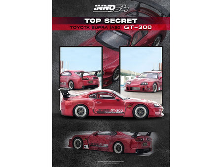 Toyota Supra (A80) "Top Secret" GT300 RHD (Right Hand Drive) Red Metallic 1/64 Diecast Model Car by Inno Models-Inno Models-ModelCars.com