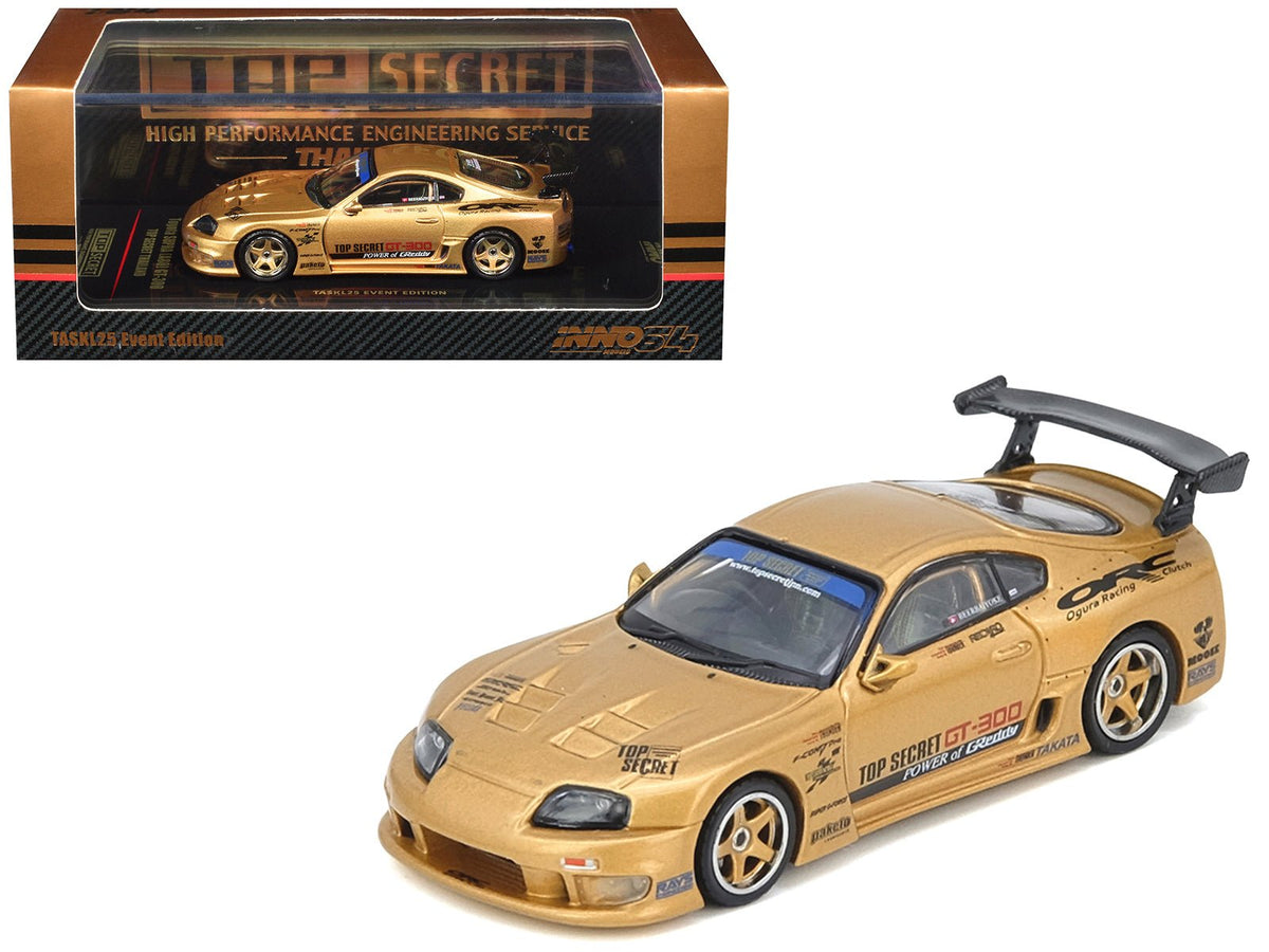 Toyota Supra (A80) "Top Secret Thailand" GT300 RHD (Right Hand Drive) Gold Metallic "Tokyo Auto Salon Kuala Lumpur 2025 Event Exclusive" 1/64 Diecast Model Car by Inno Models-Inno Models-ModelCars.com