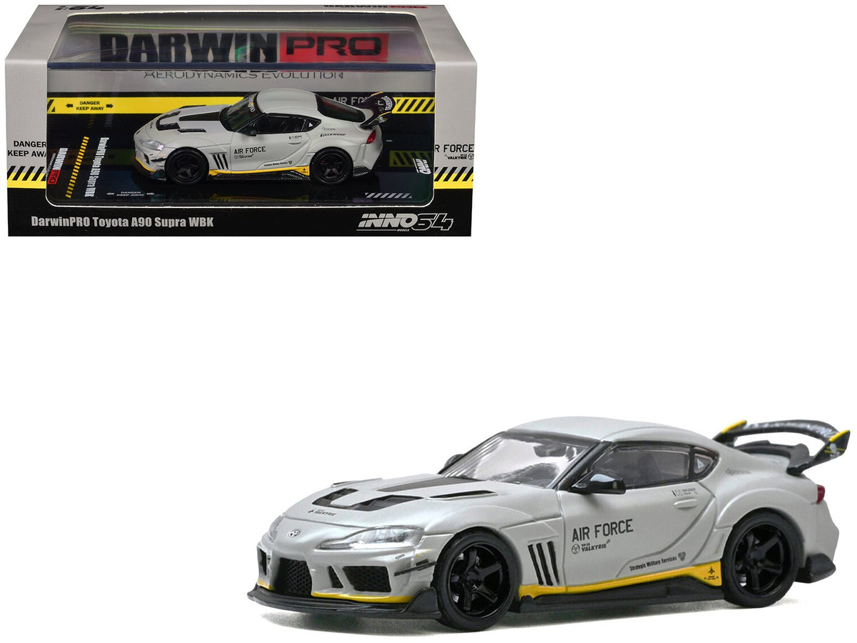 Toyota Supra (A90) WBK DarwinPro "Air Force" Matt Gray with Carbon Accents 1/64 Diecast Model Car by Inno Models-Inno Models-ModelCars.com