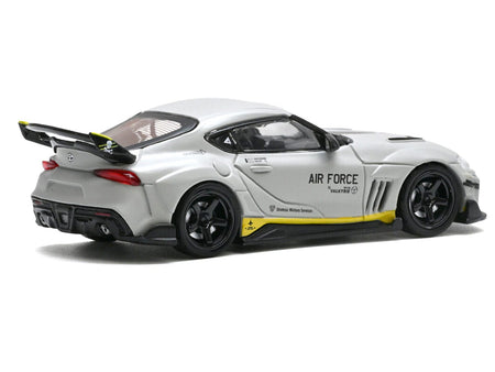 Toyota Supra (A90) WBK DarwinPro "Air Force" Matt Gray with Carbon Accents 1/64 Diecast Model Car by Inno Models-Inno Models-ModelCars.com