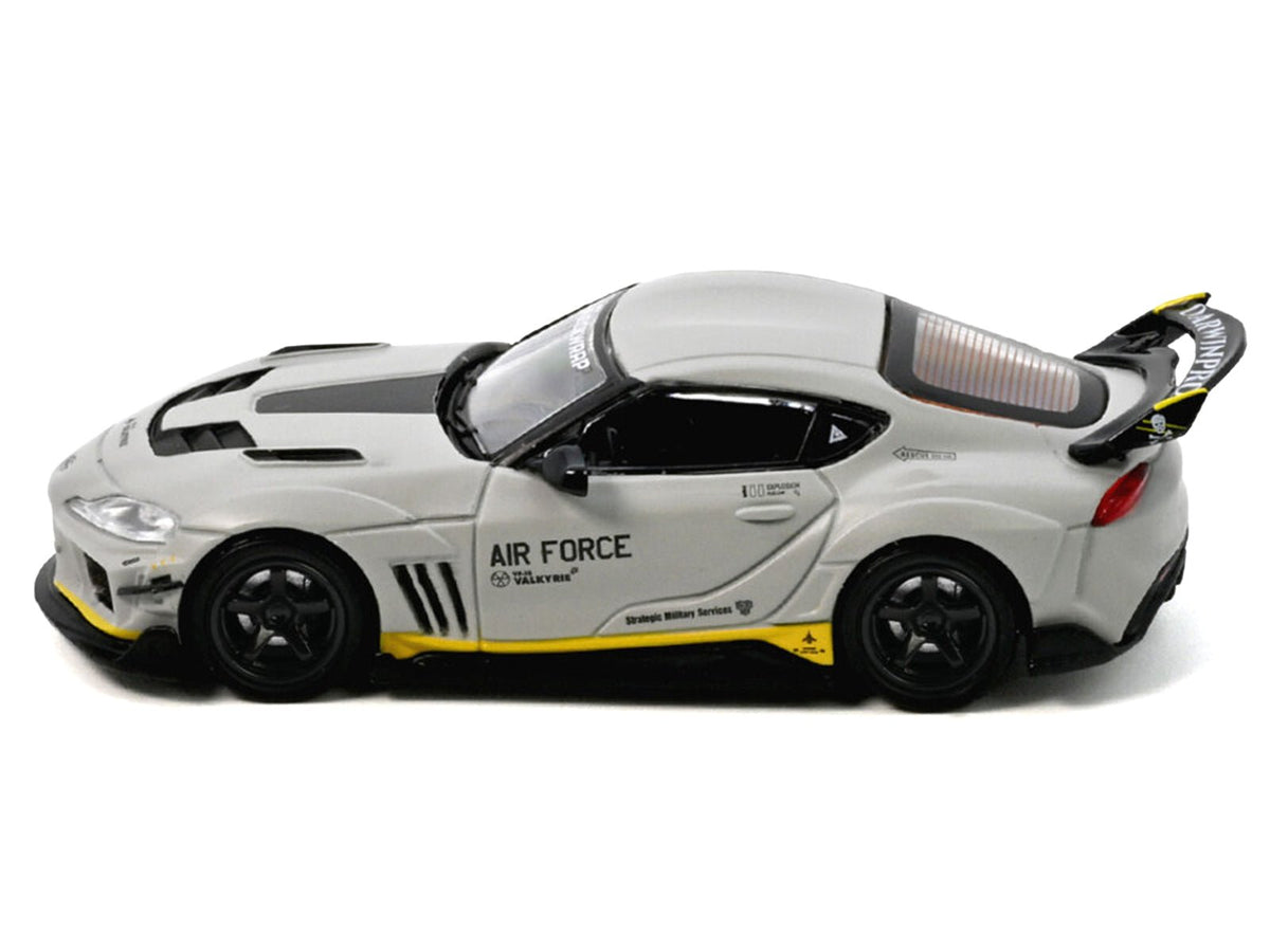 Toyota Supra (A90) WBK DarwinPro "Air Force" Matt Gray with Carbon Accents 1/64 Diecast Model Car by Inno Models-Inno Models-ModelCars.com