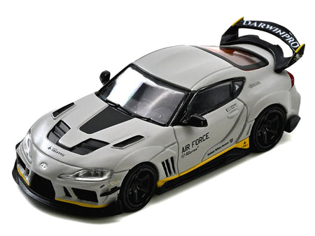 Toyota Supra (A90) WBK DarwinPro "Air Force" Matt Gray with Carbon Accents 1/64 Diecast Model Car by Inno Models-Inno Models-ModelCars.com