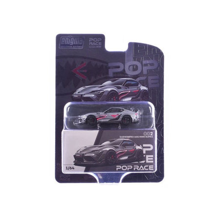 Toyota Supra "DarwinPro 66G NWB" Gray Metallic with Shark Mouth Graphics 1/64 Diecast Model Car by Pop Race - Pop Race - ModelCars.com