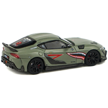 Toyota Supra "DarwinPro 66G NWB" Green with Shark Mouth Graphics 1/64 Diecast Model Car by Pop Race - Pop Race - ModelCars.com