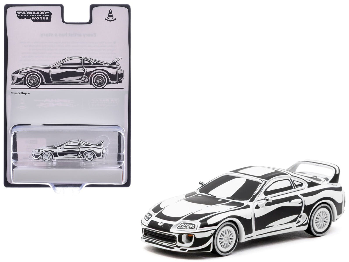 Toyota Supra "Designed by Joshua Vides" Black and White "Hobby64" Series 1/64 Diecast Model Car by Tarmac Works-Tarmac Works-ModelCars.com