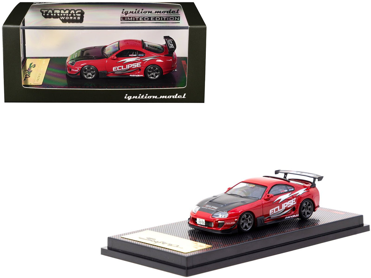 Toyota Supra (JZA80) RZ RHD (Right Hand Drive) "Eclipse Racing Concept" Red with Carbon Hood 1/64 Diecast Model Car by Ignition Model-Ignition Model-ModelCars.com