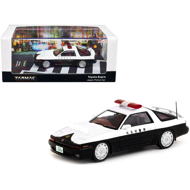 Toyota Supra RHD (Right Hand Drive) Black and White "Japan Police Car" "Road64" Series 1/64 Diecast Model Car by Tarmac Works - Tarmac Works - ModelCars.com