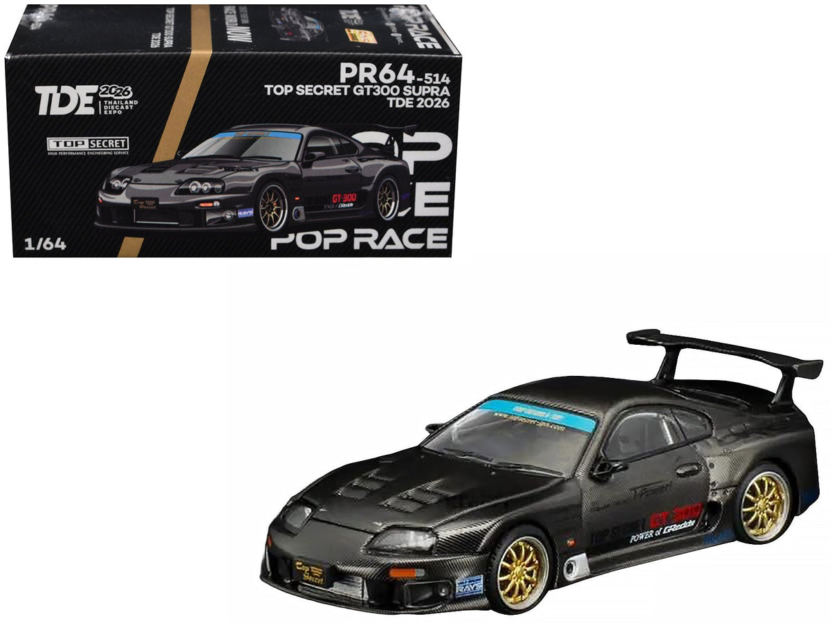 Toyota Supra "Top Secret" GT300 RHD (Right Hand Drive) Black Carbon "Thailand Diecast Expo 2026" 1/64 Diecast Model Car by Pop Race-Pop Race-ModelCars.com