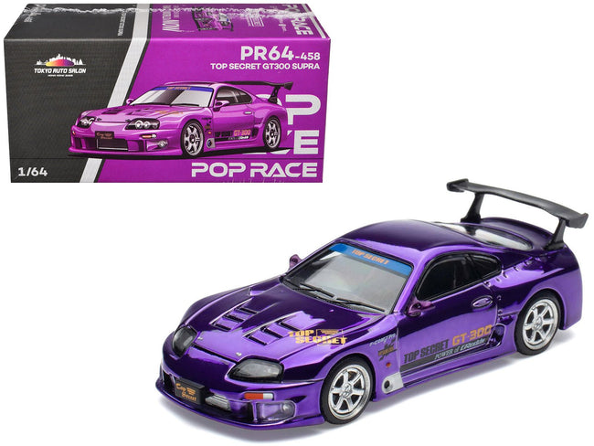 Toyota Supra "Top Secret" GT300 RHD (Right Hand Drive) Purple Chrome "Tokyo Auto Salon - Hong Kong 2025" 1/64 Diecast Model Car by Pop Race-Pop Race-ModelCars.com