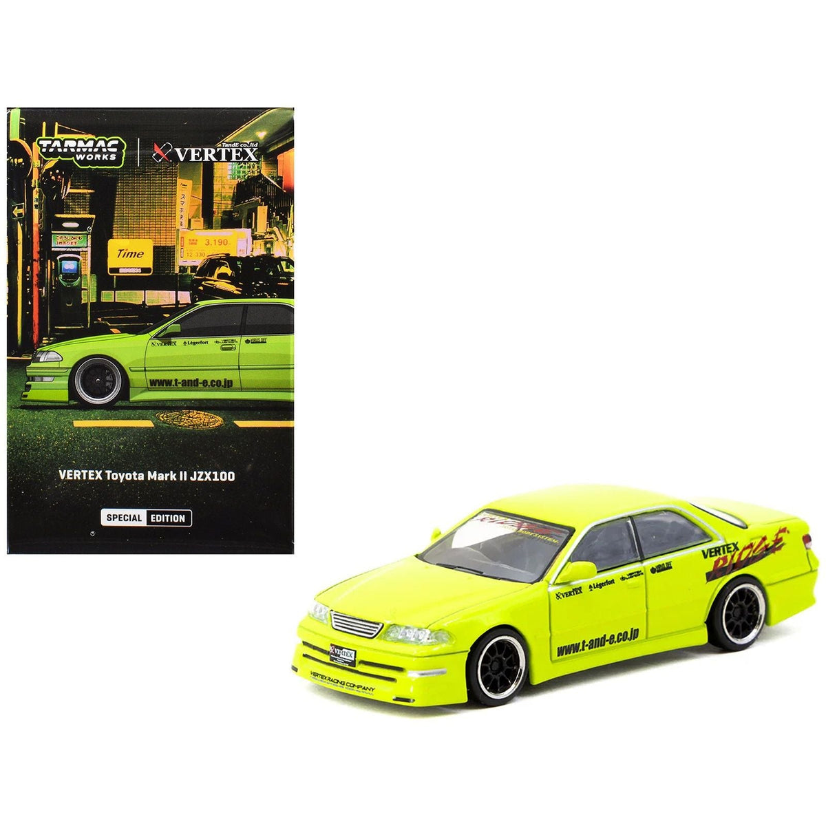 Toyota Vertex Mark II JZX100 RHD (Right Hand Drive) "Tokyo Auto Salon 2025 Special Edition" Light Green "Global64" Series 1/64 Diecast Model by Tarmac Works-Tarmac Works-ModelCars.com