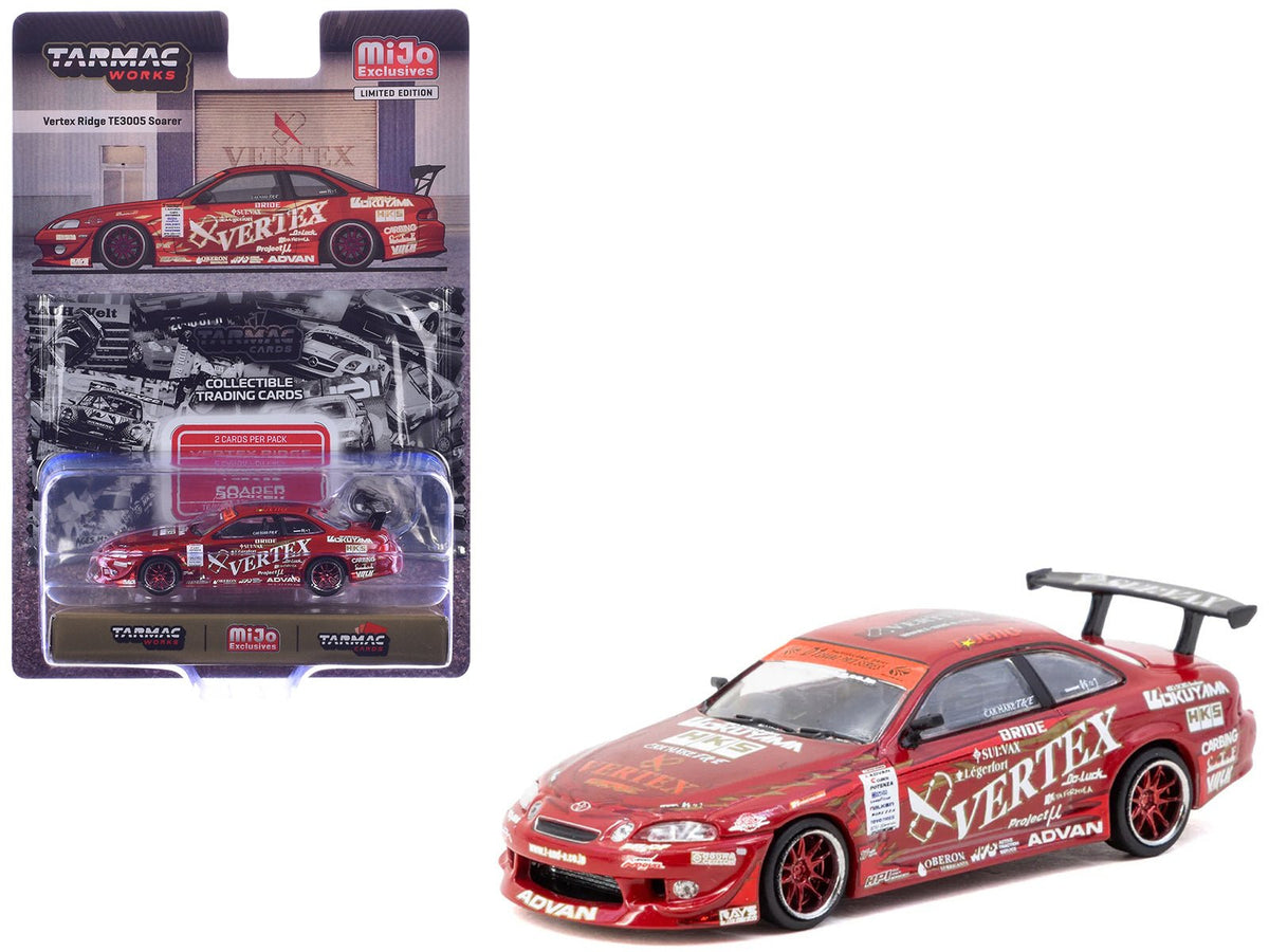 Toyota VERTEX Ridge TE3005 Soarer RHD (Right Hand Drive) Red Metallic with Graphics and Tarmac Cards "Global64" Series 1/64 Diecast Model Car by Tarmac Works-Tarmac Works-ModelCars.com