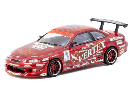 Toyota VERTEX Ridge TE3005 Soarer RHD (Right Hand Drive) Red Metallic with Graphics and Tarmac Cards "Global64" Series 1/64 Diecast Model Car by Tarmac Works-Tarmac Works-ModelCars.com