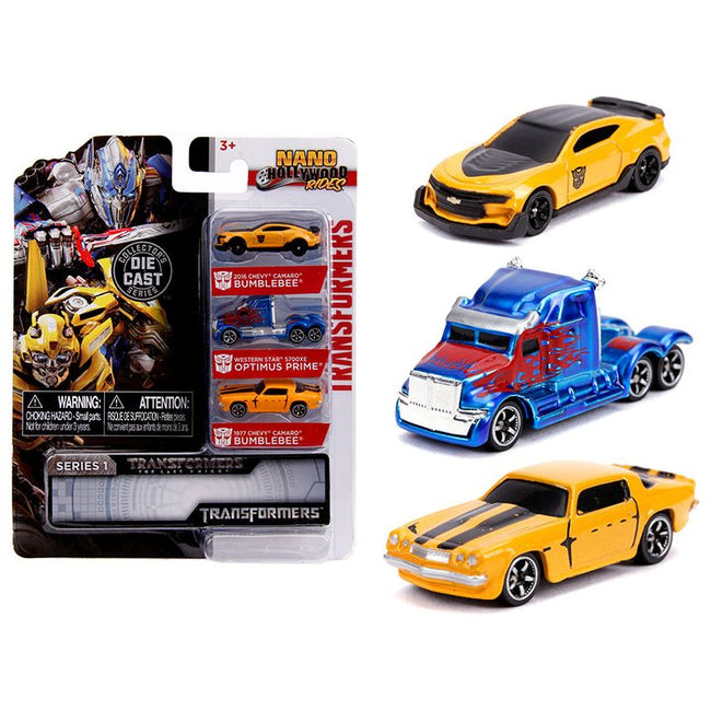 "Transformers" 3 piece Set "Nano Hollywood Rides" Series 1 Diecast Models by Jada-Jada-ModelCars.com